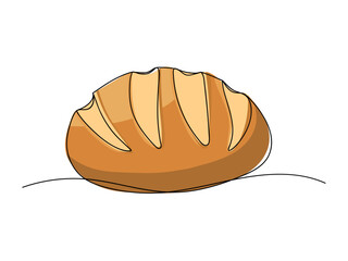 Continuous line drawing long loaf bread bakery icon vector illustration concept