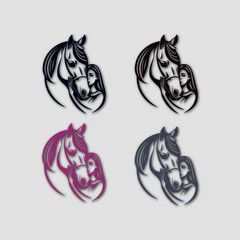 Elegant horse logo icons. Royal stallion symbol design. Equine stables sign. Equestrian brand emblems. Vector illustration design