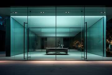 Modern interior with glass wall - 773422090