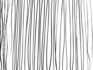 Black and white monochrome doodle abstract vertical stripes pattern. Simple design for background with hand-drawn style vertical irregular corrugated black lines.