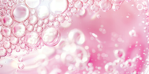 Pink gel texture. Cosmetic clear liquid cream smudge. Transparent skin care product sample closeup.