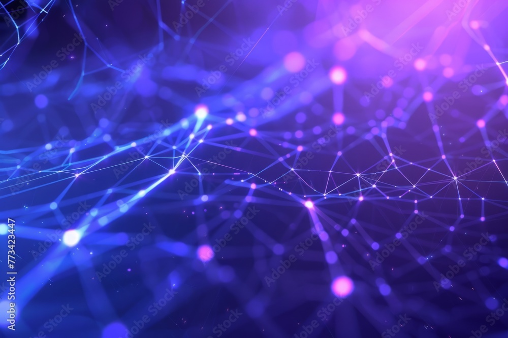 Poster blue background with glowing blue lines and white digital grid, representing technology or data visu