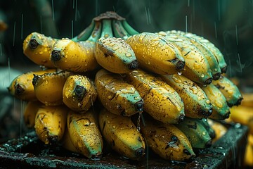 Close-up of green bananas, cinematic, shot