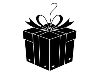 Birthday  Gift box silhouette  ,tattoo design ,icon Silhouette ,logo and vector illustration