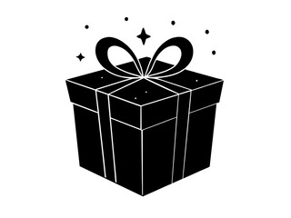 Birthday  Gift box silhouette  ,tattoo design ,icon Silhouette ,logo and vector illustration