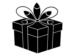 Birthday  Gift box silhouette  ,tattoo design ,icon Silhouette ,logo and vector illustration