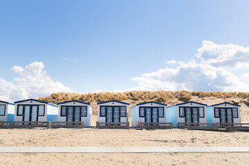 Beach cabins at the North sea coast - 773424463