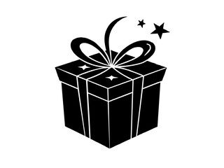 Birthday  Gift box silhouette  ,tattoo design ,icon Silhouette ,logo and vector illustration