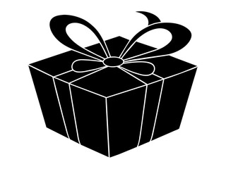 Birthday  Gift box silhouette  ,tattoo design ,icon Silhouette ,logo and vector illustration