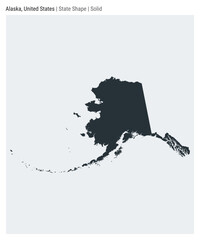 Alaska, United States. Simple vector map. State shape. Solid style. Border of Alaska. Vector illustration.