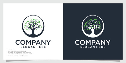 Tree Root logo illustration. Vibrant abstract tree vector silhouette, roots vector - Tree of life logo design inspiration isolated on white background