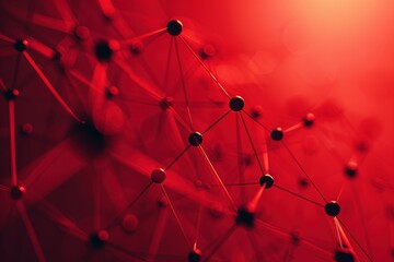 Minimalist composition featuring a red digital web with sharp nodes, showcasing shallow depth of field.