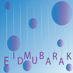 Creative Eid Mubarak festival greeting with sky blue Gradient background  using geometric elements abstract  design Islamic design vector.