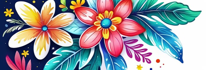 Vibrant floral painting set against white backdrop. For meditation apps, cover of book about spiritual growth, designs for yoga studios, spa salons, illustration for articles on inner peace, harmony.