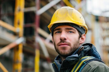 Portrait of a young Caucasian male engineer at construction site