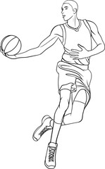 basketball player jumping vector outline illustration © Iuliia
