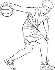 basketball player isolated vector outline illustration © Iuliia