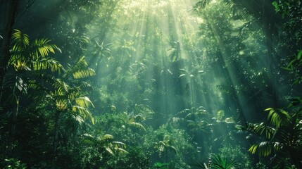 A lush rainforest canopy, alive with the sounds of diverse wildlife, underscoring the urgency of forest conservation.