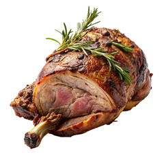 Roast leg of lamb isolated on Transparent background. National Roast Leg of Lamb Day