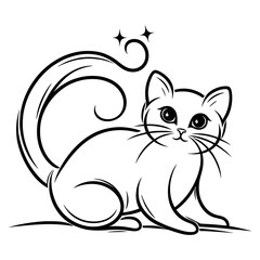 High-quality cat outline Colorful illustration