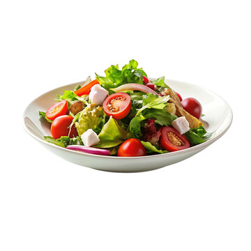 National Salad Month Salad on dish isolated on Transparent background.