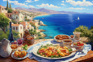 Tasty and authentic greek food - obrazy, fototapety, plakaty