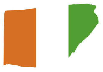 Ivory Coast (Republic of Côte d'Ivoire) flag with palette knife paint brush strokes grunge texture design. Grunge brush stroke effect