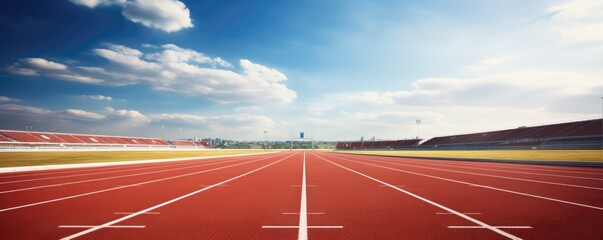 Empty running track with blue sky