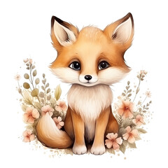 Obraz premium Cute Fox in Flower Field