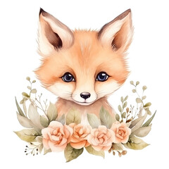 Fototapeta premium Cute Fox in Flower Field
