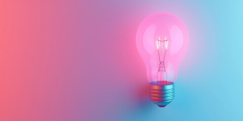 Idea Eureka Concept, Creativity depicted as Light bulb on a colored background. Glowing light bulb against a colorful background