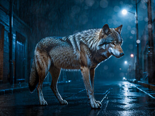 Wilder Wolf in der Stadt