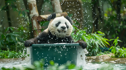 Giant Panda Bathing 