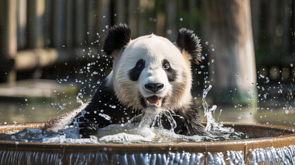 Giant Panda Bathing 
