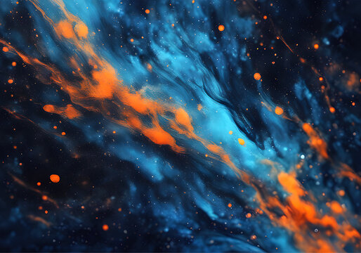 Creative abstract galaxy background and dynamic colorful ink texture