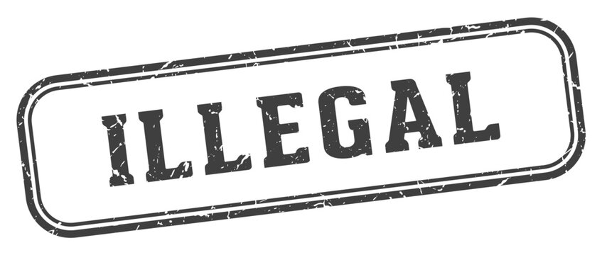 illegal stamp. illegal rectangular stamp on white background