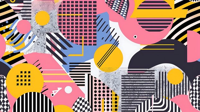 Memphis pattern Colorful and pop geometric background