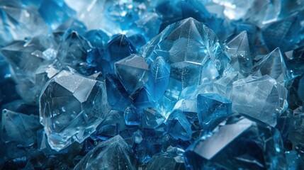 Close up transparent blue gemstone background, 3d rendering style