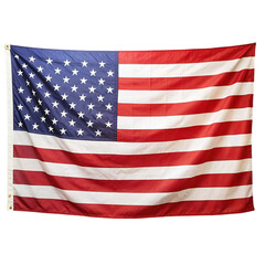 Fototapeta premium USA flag with stars and stripes waving in the wind, Isolated on transparent background