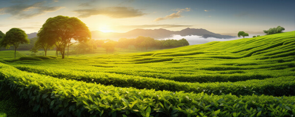 Tea field landscape.