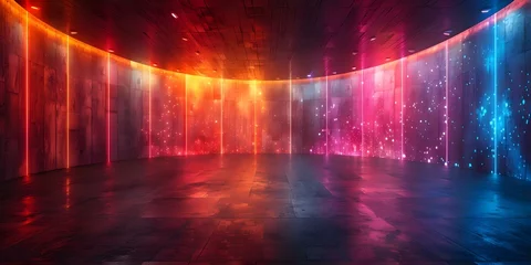 Foto op Plexiglas LED wall displaying animated flashing lights with 27 different screens in 4K resolution. Concept LED Wall, Animated Lights, Flashing Screens, 4K Resolution, Visual Display © Ян Заболотний