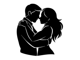 silhouette of a couple with heart silhouette  ,tattoo design ,icon Silhouette ,logo and vector illustration