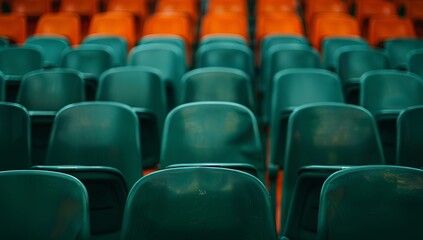 Obraz premium rows of green seats in a cinema