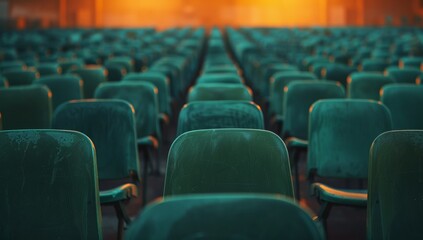 rows of green seats in a cinema