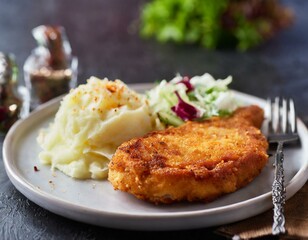 Polski obiad kotlet schabowy z ziemniakami