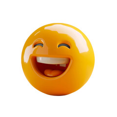 Fototapeta premium Happy emoji for application website. Isolated on transparent background.