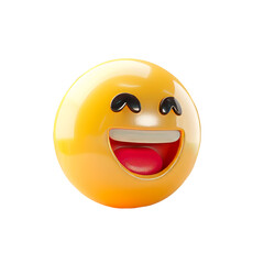 Fototapeta premium Happy emoji for application website. Isolated on transparent background.