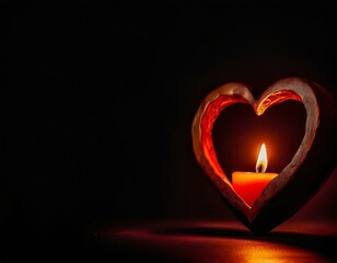 Simplified heart-shaped candlestick in the dark evokes feelings of love, respect and reverence. Offers solace and empathy during times of sorrow. Ideal for conveying heartfelt sentiments and tribute