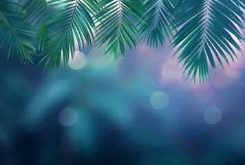 Blurred close-up of palm tree leaves swaying in the wind, creating a soft and dreamy effect - Powered by Adobe