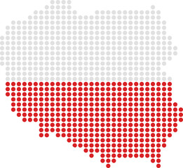 map of Poland vector style in dotted colors without background